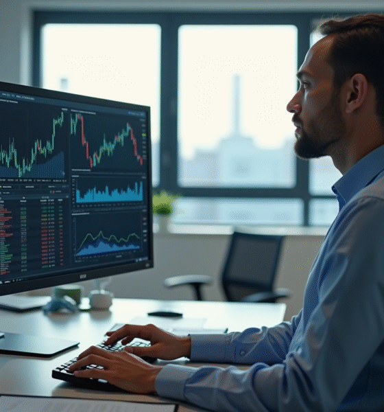 Actuaire au bureau analysant des données financières