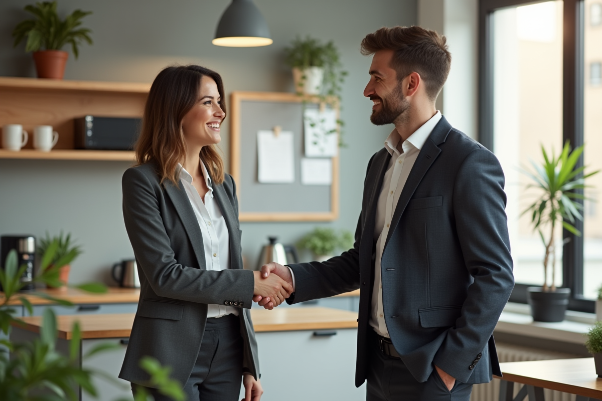 Manager serrant la main d