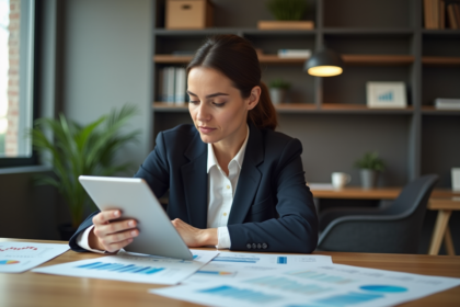 Femme d affaires en réunion dans un bureau moderne