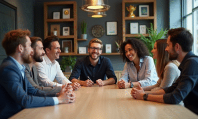 Groupe de professionnels en réunion dans un bureau moderne