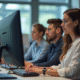 Groupe de jeunes professionnels IT collaborant dans un bureau moderne