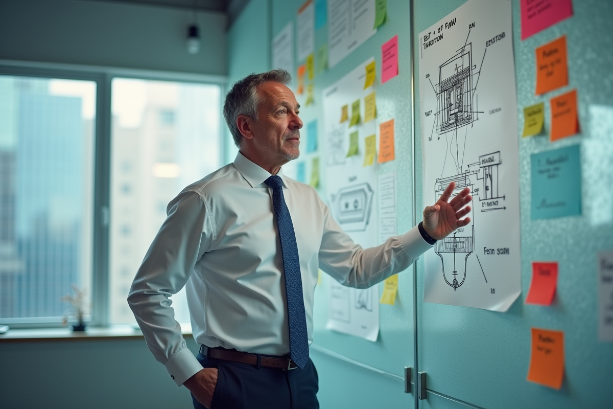 Homme devant tableau d