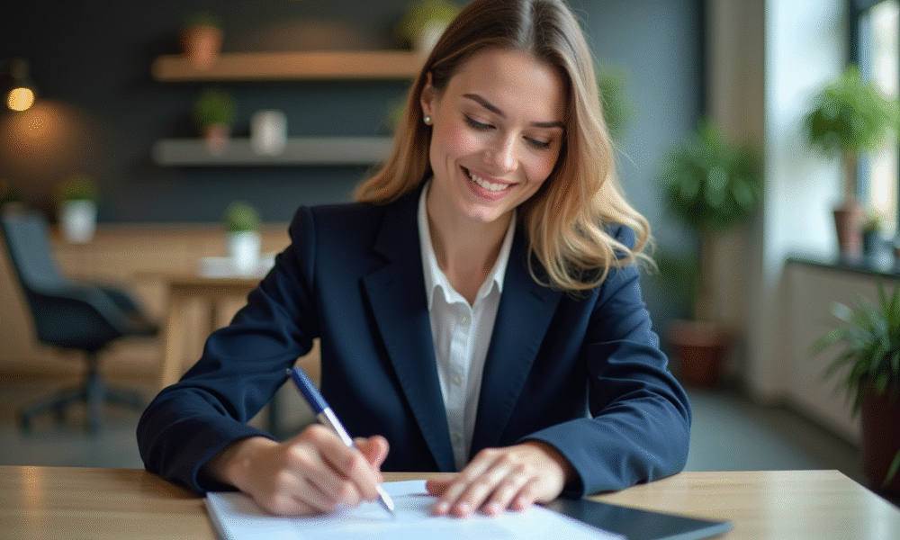 Jeune femme d'affaires en réunion dans un espace coworking
