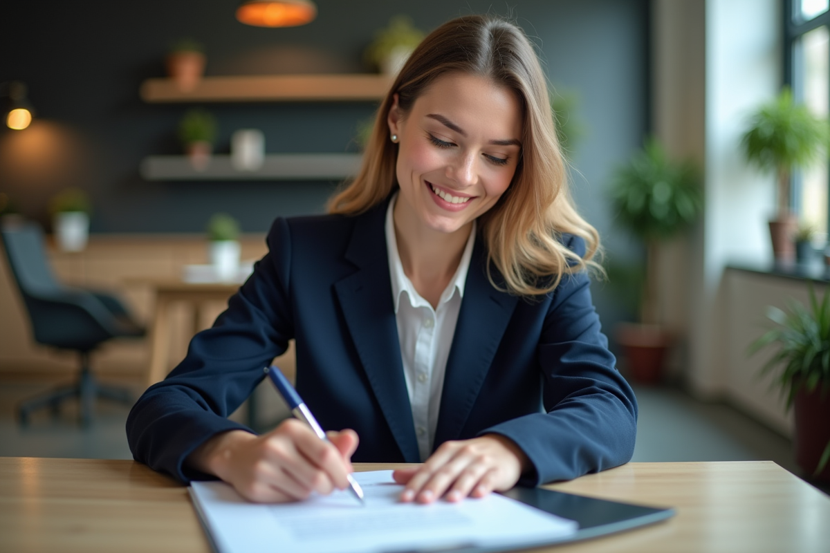 Jeune femme d'affaires en réunion dans un espace coworking
